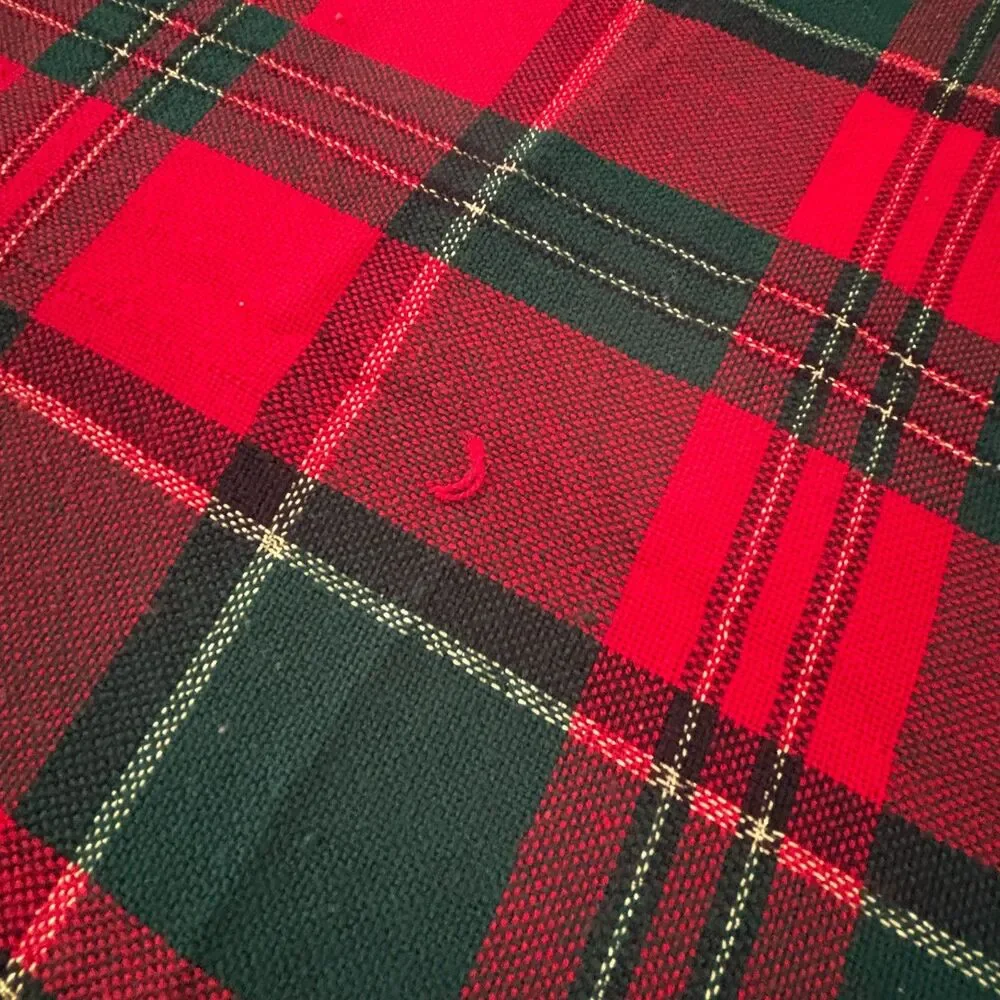 Woven Red Tartan Plaid Holiday Tablecloth Christmas Rectangle Oblong Fringed
